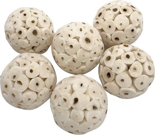 5122 Mini Sola Balls Pk6 - Small Size Natural Chewable Foot Toys, Air Dried Lightweight Foraging Sola Wood Balls, Easy to Shred and Chew, Excellent for Small Pets Budgie Cockatiel Lovebird Parrotlet
