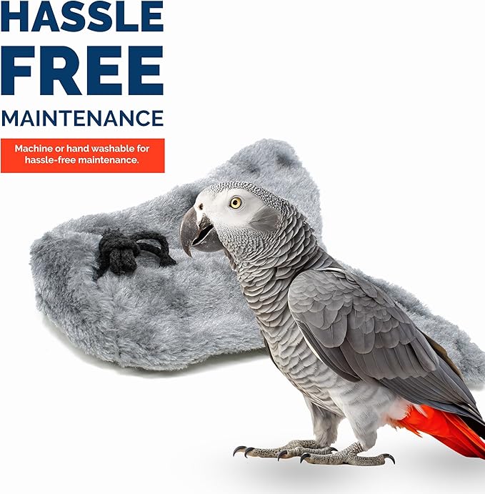Bird Corner Fleece Blanket – Soft Cozy Cage Liner for Parrots, Conures, Cockatiels & Small Birds – 6-Inch Gray Hammock Snuggle Hut – Winter Warm Bird Cage Accessory (Large)