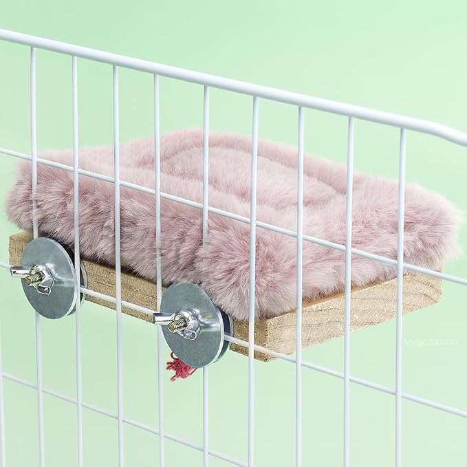 Bird Hammock Bed for Cage Parrot Perch Wooden Parakeet Sleeping Platform Winter Accessories