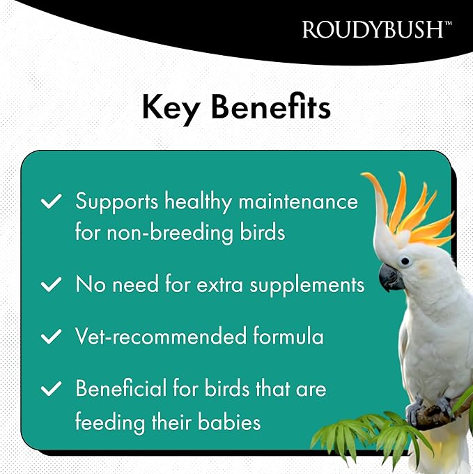 RoudyBush High Energy Breeder Food for Breeding & Weaning Birds, Daily Food for Birds, Formulated Pellets with Corn, Wheat & Soy, Higher-Energy Option for Breeding Homes, Small Pellet, 44 OZ