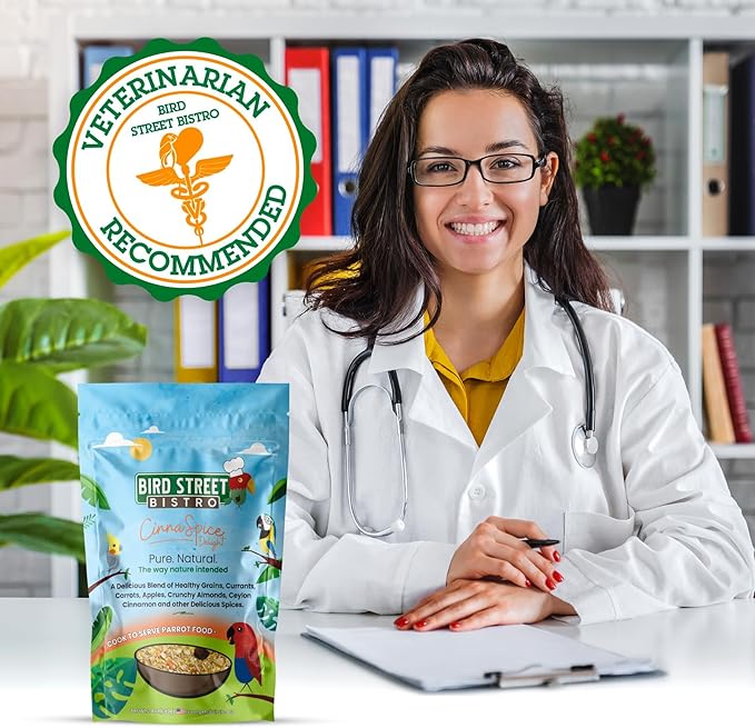 Parrot Parakeet Cockatiel Food - Bird Food - Cooks in 3-15 min with Natural Grains - Legumes - Non-GMO Fruits, Vegetables, & Health Orientated Spices (4.00 Pound (Pack of 1), CinnaSpice)
