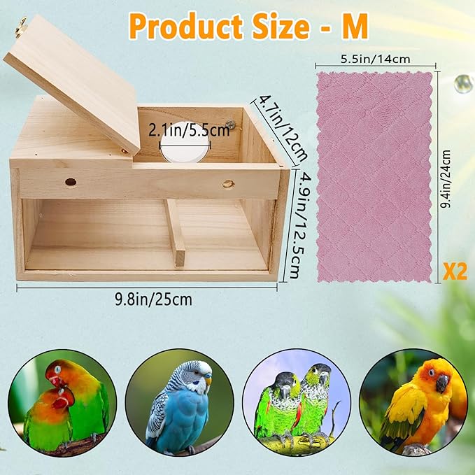 kathson Parakeet Nesting Box,Transparent Parrots Breeding Mating Boxes Nest House,Bird Cage Nesting Box for Cockatiel,Budgie,Lovebirds,Conure,Finch,Canary,M