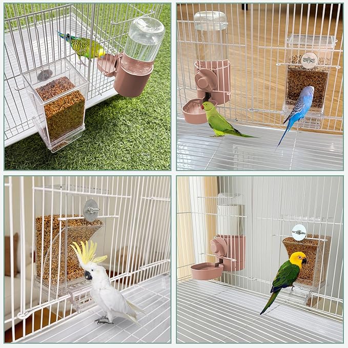 lemtrflo No Mess Bird Feeder Water Dispenser Set, Bird Feeder for Cage, Cage Accessories for Cockatiels, Finches, Budgies and Canaries