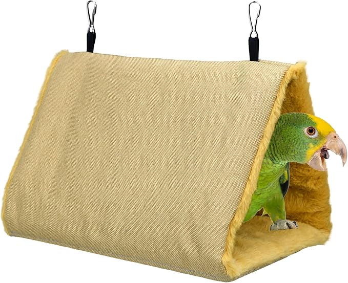 Winter Warm Bird Nest Bird Parrot Hammock Swing Fluffy Bird Sleeping Bed Parrot Hideaway Bird Shed Hut House for Cockatiels Parakeet Budgies African Grey Hamster Ferret L