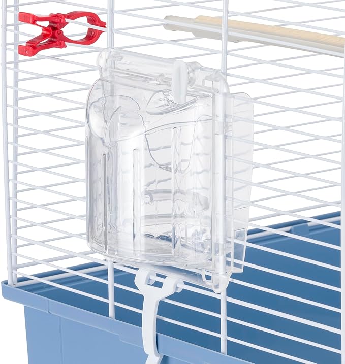 Ferplast Bird Cage Canary Cage Rekord 3, Complete with Accessories and Rotating Feeders, Sturdy White Painted Metal and Blue Plastic Bottom, 49 X 30 XH 48.5 cm