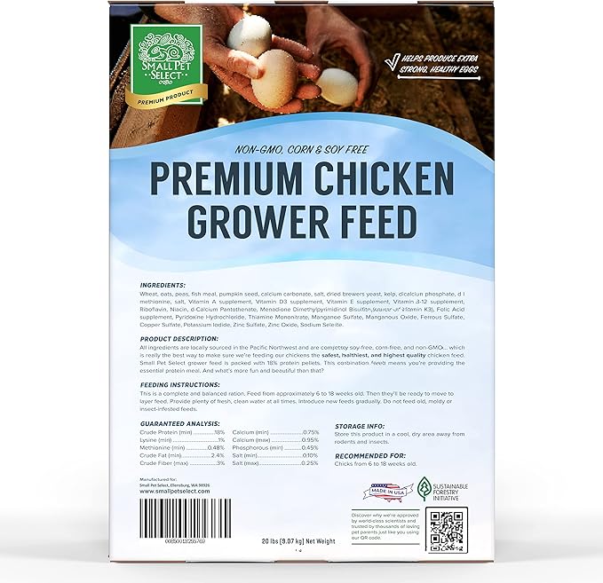 Small Pet Select - Chicken Grower Feed, Non-GMO, Corn & Soy Free, 20lb (Pack of 2)