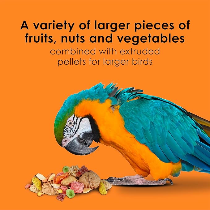 Kaytee Fiesta Big Bites Macaw Food, Nutritious and Fun Blend, Supports Skin, Feather, Digestion, Brain and Heart Health, 10 pounds