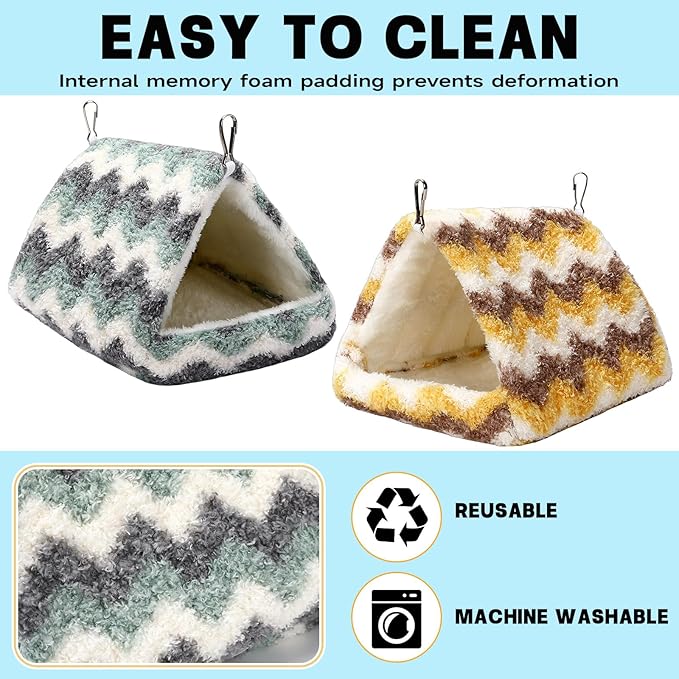 PETKNOWS 2 Pack Bird Nest House, Hanging Hammock Fluffy Parrots Bird Bed for Cage Bird Plush Nest for Parrot Macaw Budgies Eclectus Parakeet Cockatiels Cockatoo Lovebird