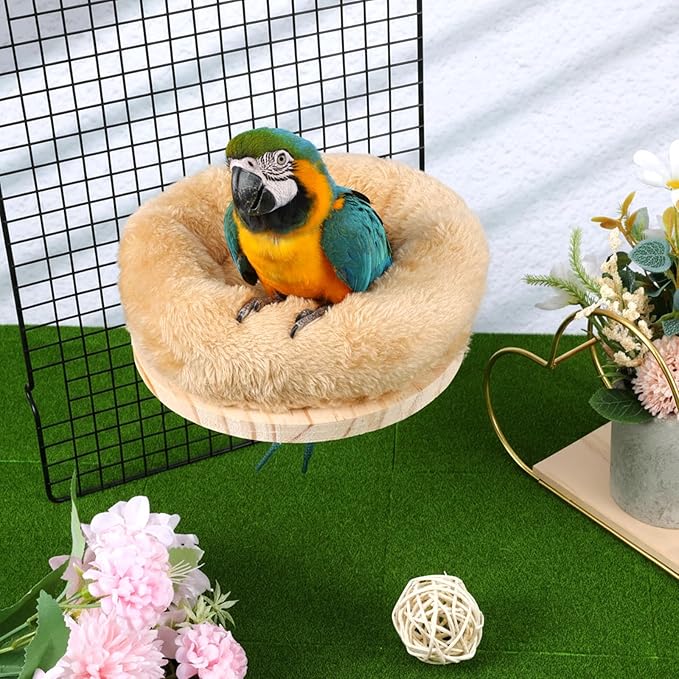 Medium Birds Nest for Cage - Removable Plush Parrot Hammock Bed - Winter Warm Resting Perch Platform for Budgies Cockatiel Conure Parakeet Hamster