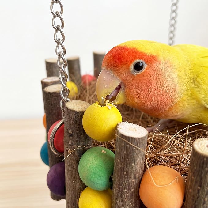 Bird Toys, Bird Perch Stand Playground for Cage, for Small-Medium Parrot, Parakeet, Budgie, Conures(nest)