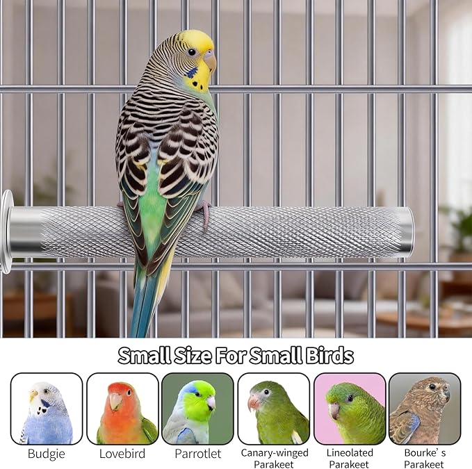 AOTU Large Bird Perch Stainless Steel Parrot Perches Bird Stand for Cage Durable Beak & Claw Trimming Grinding Perch for Birds Parrot Cage Accessory (L: 11.8" x 1.2")