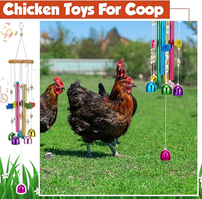WinnerWhy Chicken Chew Toys for Coop Multicolor Chicken Wind Chime Enrichment Toys Art Hanging Decoration for Bird Parrot Parakeet Budgerigar Lovebird