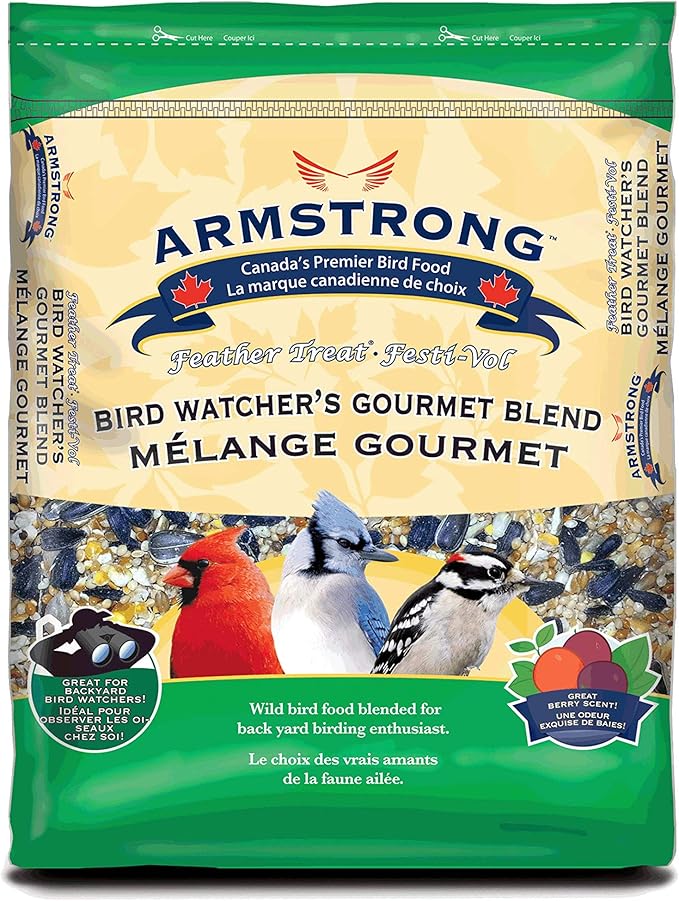 Armstrong Bird Food Gourmet Blend, 33 Pounds - with White & Red Millet, Cut Corn, Wheat, Black Oil Sunflower, Striped Sunflower, Peanuts & Safflower for Blue Jays and Northern Cardinals