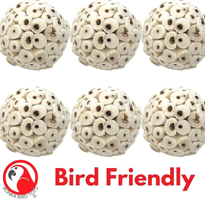 Bonka Bird Toys Mini Sola Atta Balls Foot Talon Craft Part Parrot Cage Toy Cockatiel, Conure, Caiques, and Similar Breeds (3891 Pack 6)