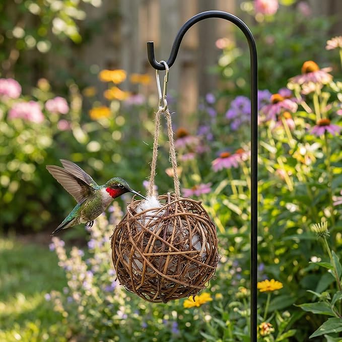 Totority Bird Nesting Material 3pcs, Pre-Filled Roosting Pocket with Soft Cotton, Ready-to-Hang Natural Shelter for Attracting Hummingbirds, Wild Birds to Garden, Yard, Outdoor Courtyard