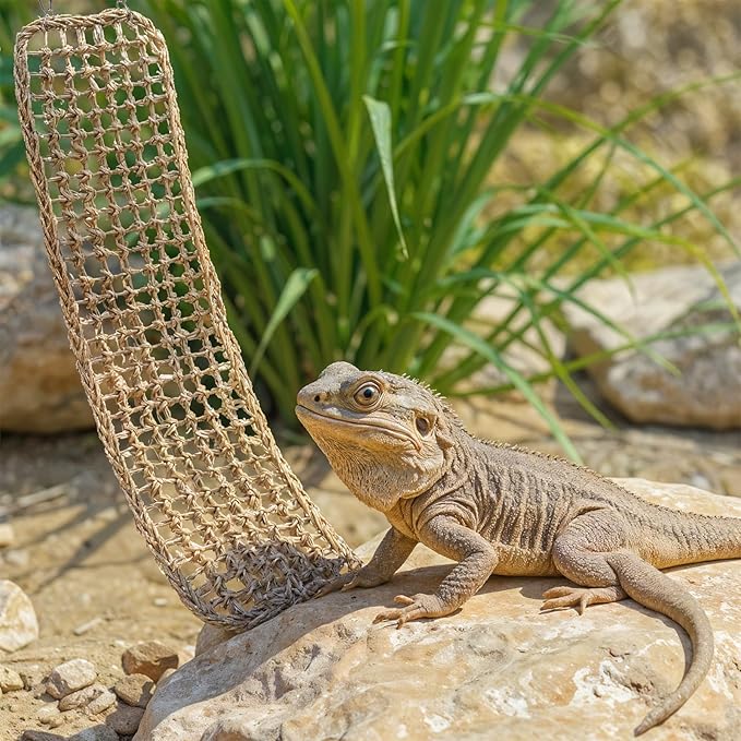 39.34 x 7.08 Inch Large Seagrass Mat for Birds with 5 Hooks, Bird Cage Accessories, Natural Grass Woven Bird Net Hammock Mat, Climbing Rope Ladder Chew Toys