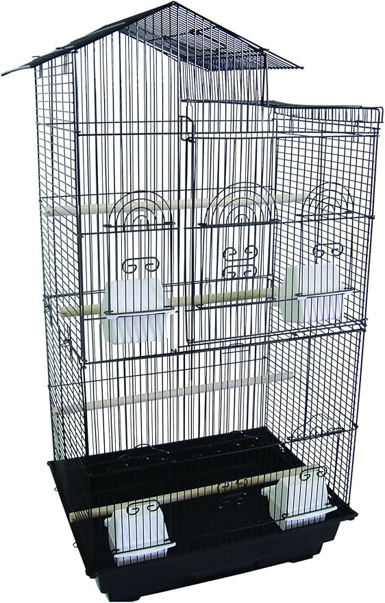 YML 18-Inch by 14-Inch Tall Villa Top Bird Cage, Black