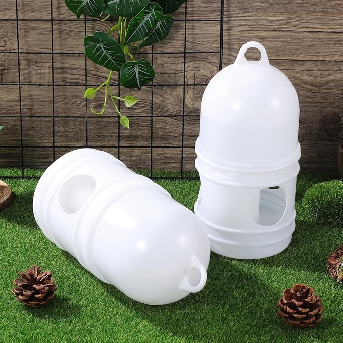 2Pcs Bird Water Dispenser Pigeon Water Feeder with Detachable Design Three Hole Drinking Automatic Food Outlet Lightweight White 9.45 Inch for Pigeons Parrots