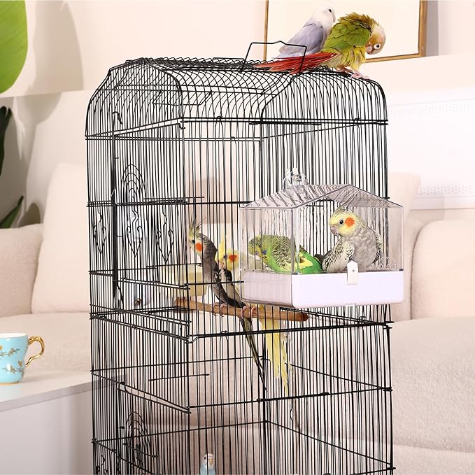 Colorday Bird Bath for Cage, Parrot Bath for Small to Medium Birds, Cockatiels, Parakeets, Budgie, Quaker, Conure, Lovebirds, Finches, Transparent, 6.7X6.7X7.74 inch