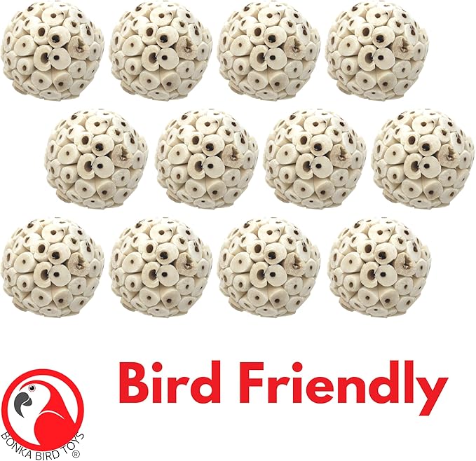 Bonka Bird Toys Mini Sola Atta Balls Foot Talon Craft Part Parrot Cage Toy Cockatiel, Conure, Caiques, and Similar Breeds (3892 Pack 12)