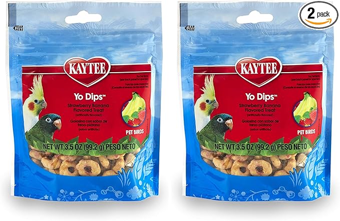 Kaytee Yo Dips Strawberry/Banana Flavor Yogurt Dipped Treat for Pet Birds, 3.5 oz (Pack of 2)