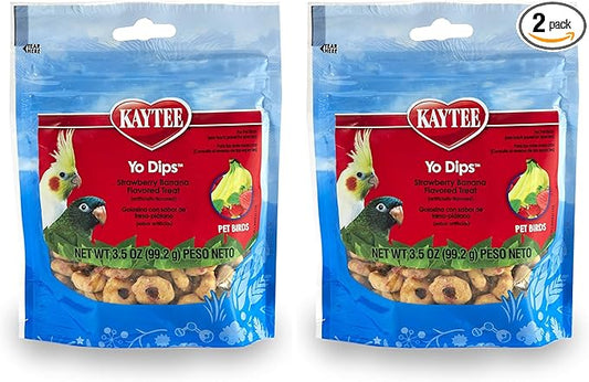 Kaytee Yo Dips Strawberry/Banana Flavor Yogurt Dipped Treat for Pet Birds, 3.5 oz (Pack of 2)