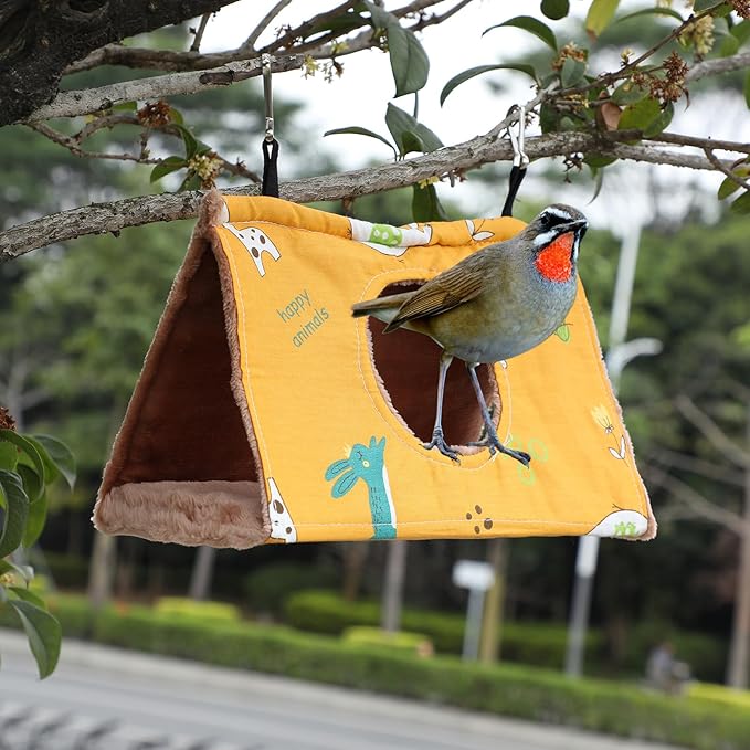 2 Pcs Winter Bird Warm Nest House Bird Bed for Cage, Hanging Hammock, Plush Fluffy Shed Birds Hideaway 6.7 x 3.9 x 4.3 Inch Sleeping Bed Fuzzy for Budgies, Lovebird, Parrot, Parakeets, Cockatiel
