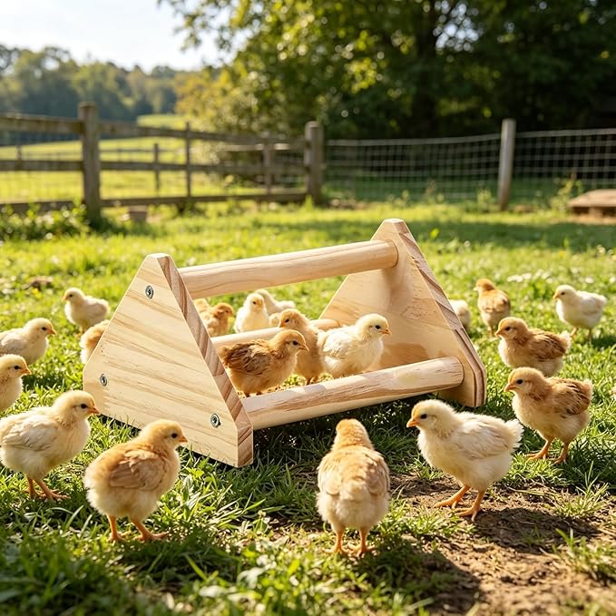 Wooden Chick Perch Stand, Pine Chicks Roosting Bar, Jungle Gym Perch Toys for Chicken Coop & Brooder, Bird Perch for Baby Chicks & Parrots (Small)