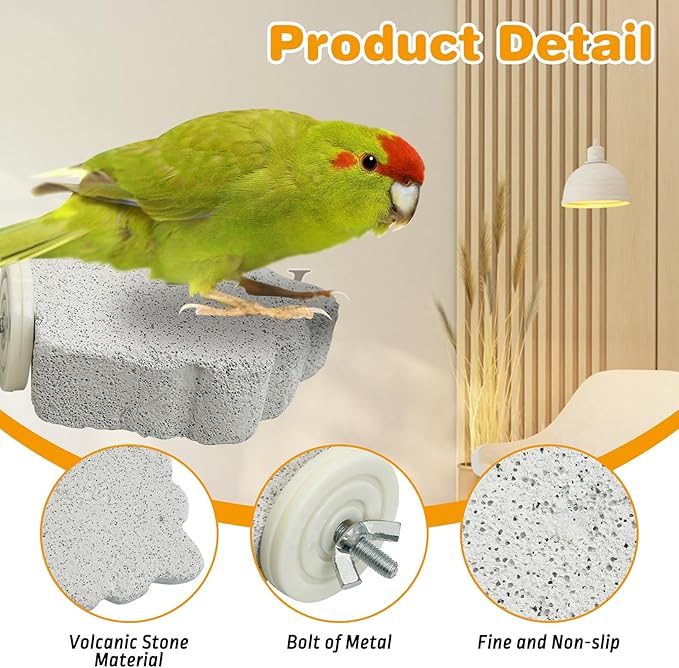 PINVNBY 8 PCS Bird Perches Calcium Parrot Perch Stand Bird Beak Grinding Stone Foot Claws Trimmer Parrot Chewing Toys Bird Cage Accessories for Budgie Cockatiel Conure Lovebird Finch