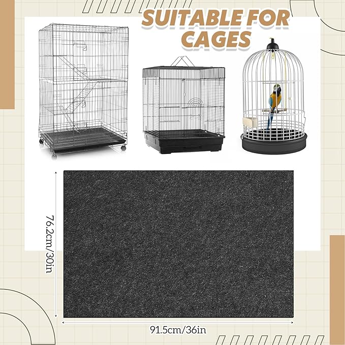 Nuanchu Large Bird Cage Mat, 30 x 36 Inch Under Pet Cage Mat, Absorbent/Waterproof Felt Pad for Bird Cages, Reptile Aquariums, Dog Kennels, with Non-Slip Backing for Hard Floors and Surfaces