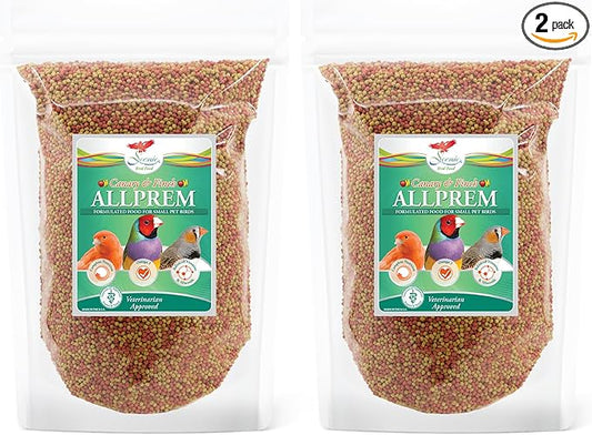 Scenic Allprem Canary and Finch Bird Food | Formulated Diet | Apple and Corn Flavor (2 lb (Pack of 2))