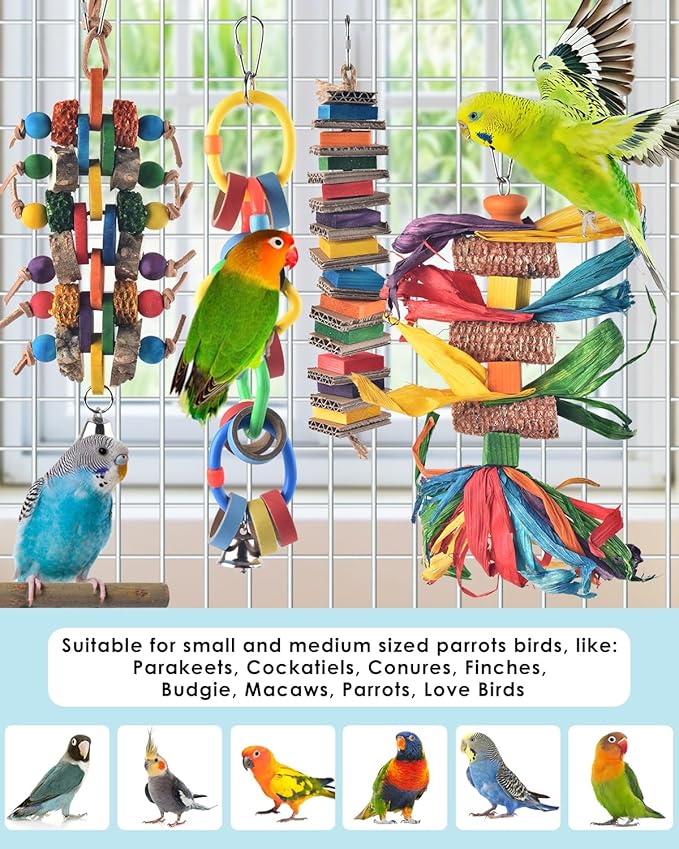Bissap 4 PCS Bird Chew Toys, Multicolored Bagel Cascade Bird Parrot Toy Biting Paper Cardboard Olympic Rings Conures Toys for Amazon Cockatiels Cockatoos Macaws and Similar Sized Pet Birds