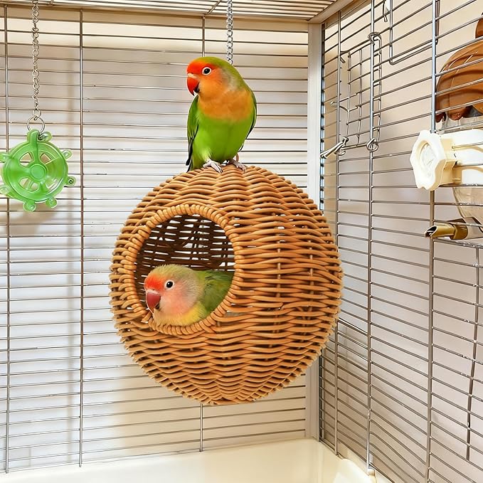 ZENFUN Steel Frame Bird Nest for Cage, Washable Small Bird Bed Chewproof with Plush Pad, Hammock Hideout Lay Eggs Parakeet Nest Sleep, Parakeet Warm Bed House Hut for Lovebird, Canary, Budgie, Finch