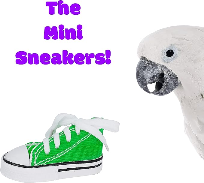 Bonka Bird Toys Pk12 Mini Sneakers 3" Long by 1.50" High by 1.25" Wide Parrot Foot Talon Cage Toy, Senegal, Ringneck, Pionus, and Similar