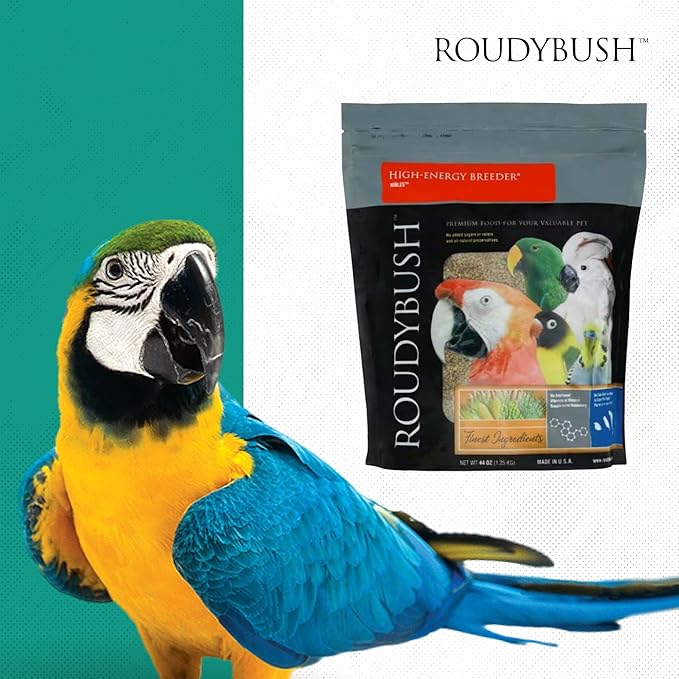 RoudyBush High Energy Breeder Food for Breeding & Weaning Birds, Daily Food for Birds, Formulated Pellets with Corn, Wheat & Soy, Higher-Energy Option for Breeding Homes, Small Pellet, 44 OZ