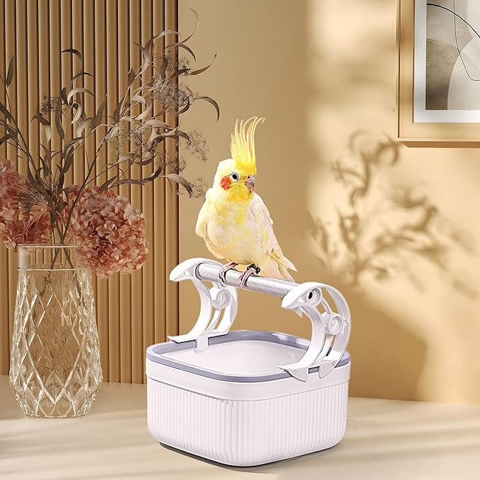 Portable Tabletop Training Toilet for Bird, Pet Birds Potty Training Tool, Bird Toilet Stand with Removable Bucket for Home Courtyard Office Targeted Defecation Small Medium Parrot (White)