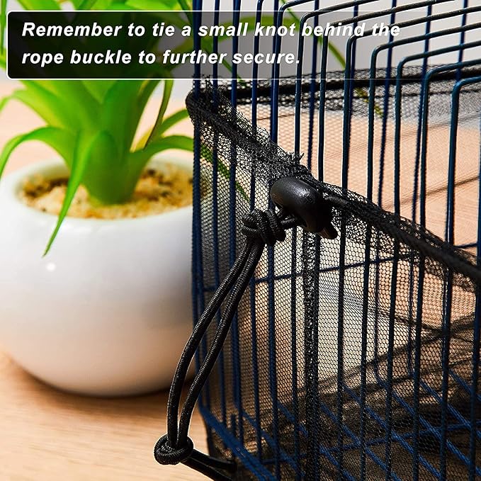 Shappy 2 Pieces Adjustable Bird Cage Seed Catcher Birdcage Cover Nylon Mesh Netting Soft Skirt Guard for Parrot Parakeet Macaw Round Square Cage(118 x 14.6 Inch,Black)