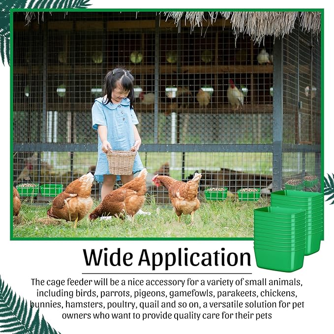 Zhehao 20 Pcs Bird Cage Cups Chicken Feeder Waterer Cups 18 oz Pigeon Feeder Plastic Poultry Wire Cage Hanging Rooster Chicken Water Bowl for Pet Bunny Gamefowl Poultry (Green)