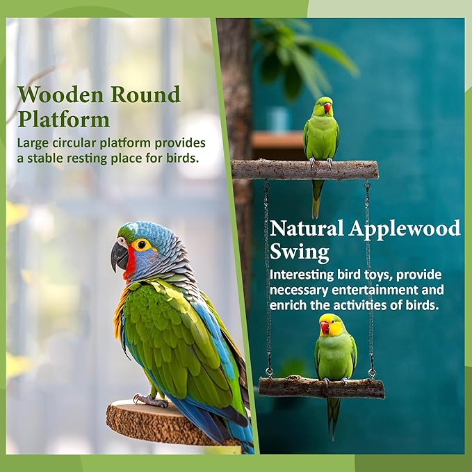 8pcs Bird Perches for Cage, Natural Wood Bird Perch for Parakeet/Cockatiel, 9.5“ Medium Bird Cage Stick, Bird Branches for Cages, Birdcage Accessories for Parrot Conure