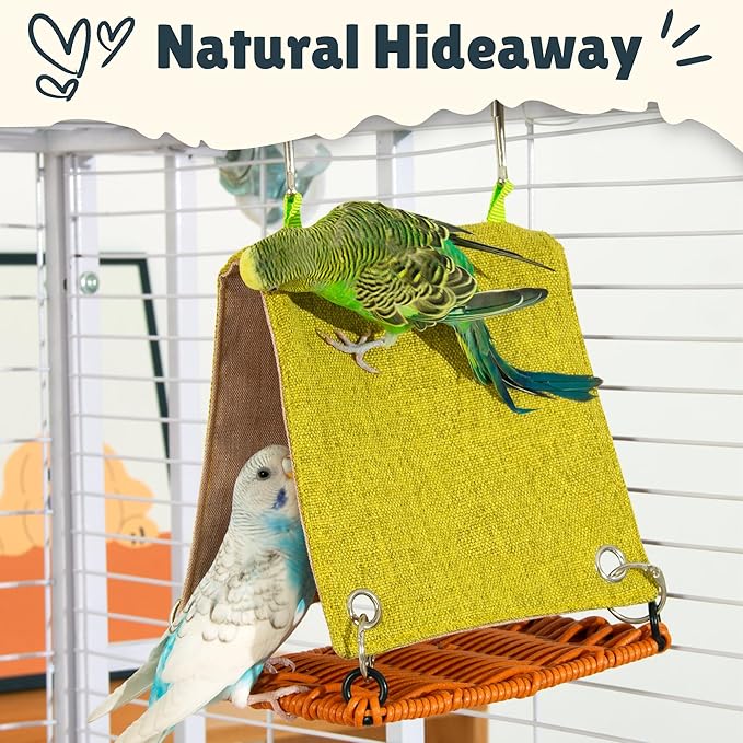 Cozy Bird Bed for Cage, Hanging Bird Nest & Hideaway Hut - Washable Parakeet Cage Accessories, Soft Bird Hammock for Parakeet, Cockatiel, Lovebird, Conure, Finch, Budgie