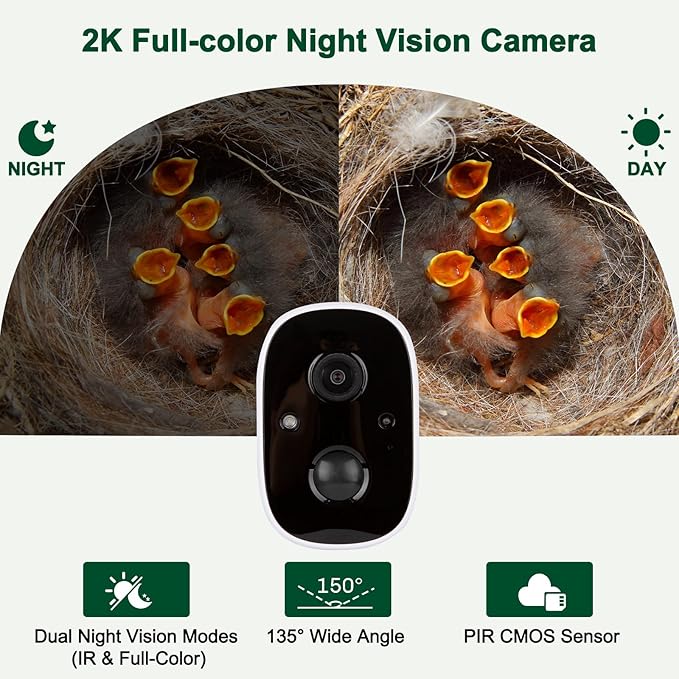 Smart Bird House with Camera Solar Powered,2K HD Birdhouse with Camera Inside,Watch Bluebirds Nesting&Hatching in Real Time,2.4G WiFi & App Notification,Video/Photo Recording,Motion Detection