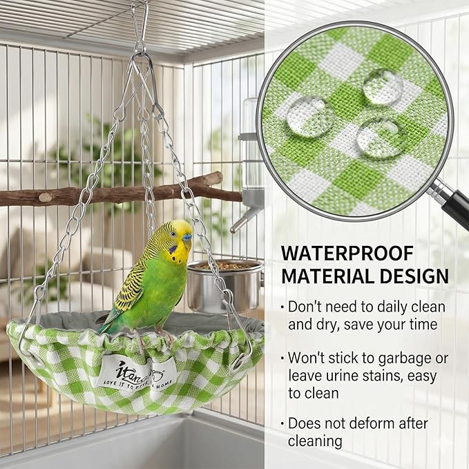 Hanging Bird Bed for Parakeet Bird Bed for Cage Waterproof Birds Hammock Swing Nest Parakeet Beds Nest for Conures Budgies Lovebirds Canary Finch Small Parrots