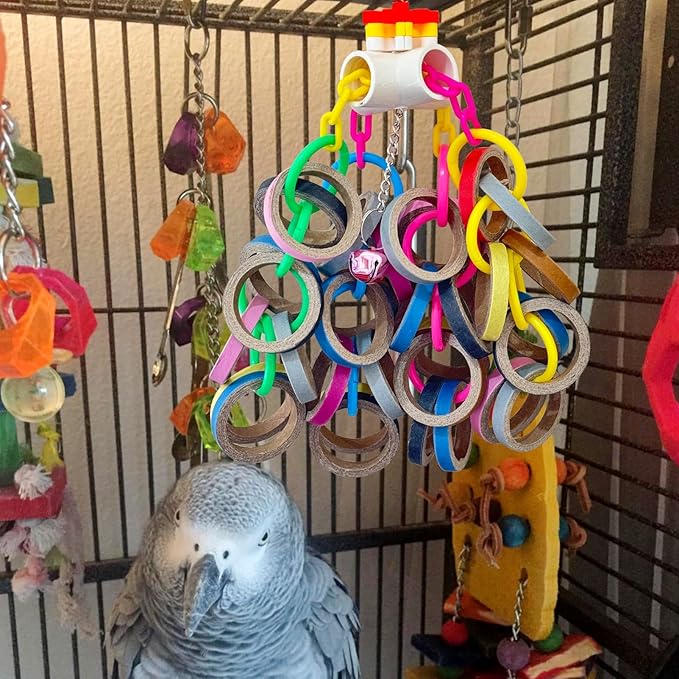 LWINGFLYER Bird Toys,Parrots Durable Cardboard Chewing Shredding Foraging for Medium & Large Parrot African Greys Cockatoos Amazons Mini Macaws