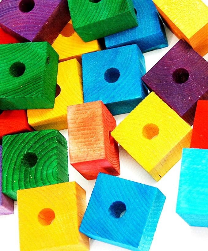 Wooden Colored Large 24 Blocks Bird Parts Amazon Cockatoo Macaw