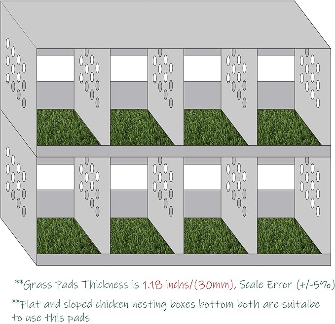 KuGuo Soft Plastic Fake Lawn Chicken Nesting Boxes Pads Chicken Bedding 12 x 12 inches (Soft Thick Grass)