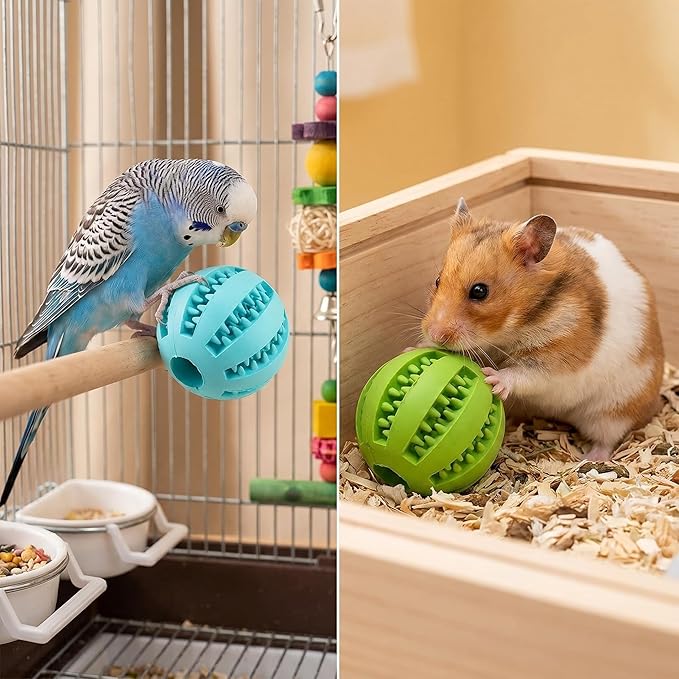 4 Pcs Parrot Feeder Chew Toy Balls, Bird Foraging Interactive Toys for Small & Medium Birds, Parakeet, Parrots, Lovebirds, Macaws, Hamsters, Guinea Pigs