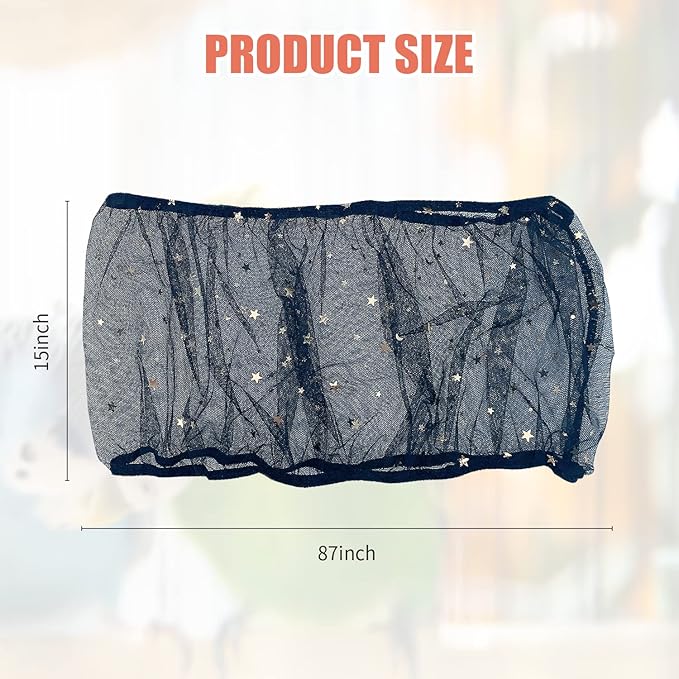 2-Piece Universal Bird Cage Cover in Black and White with Stars and Moon Patterns, Adjustable Soft and Breathable Nylon Net Cover,Bird Cage Seed Catcher Parrot Cage Net Skirt.