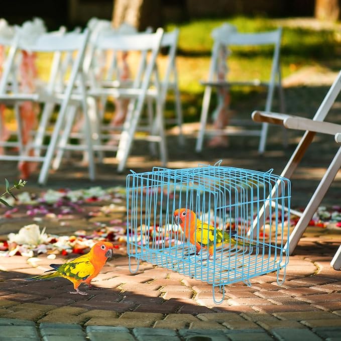 POPETPOP Bird Cage for Finches Portable Cage Net Cover Parrot Travel Carrier Steel Wire Comfortable Carrier