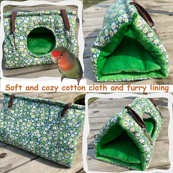 Cockatiel Bird Cage Winter Warm Tent House Conures Hammock Bedding Parrot Snuggle Hut Parakeets House Sleeping Hideaway with Pad Lovebirds Quaker