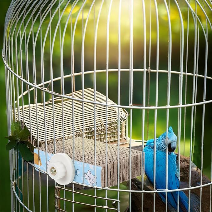 COMNICO 2 PCS Bird Chew Toy Parrot Cage Perch Cardboard Platform Bird Paw Grinding Stand for Cage Birds Resting Platform Stand Parrot Playground Exercise Toys ParakeetsCage Accessories